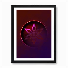 Geometric Neon Glyph on Jewel Tone Triangle Pattern 282 Art Print