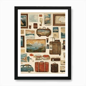 Collection Of Travel Items Art Print