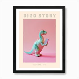 Pastel Toy Dinosaur On A Smart Phone 4 Poster Affiche