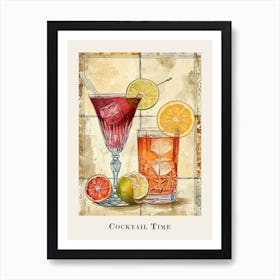 Cocktail Time Tile Poster Art Print