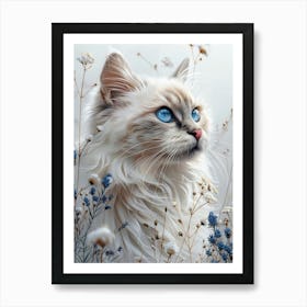 Blue Eyes Cat Art Print