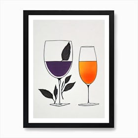 Bramble Picasso Line Drawing Cocktail Poster Art Print