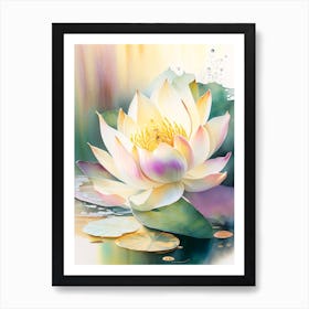 Giant Lotus Storybook Watercolour 1 Art Print