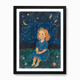 Little Girl In Blue Dress Art Print