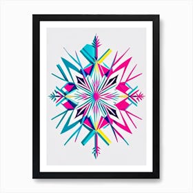 Symmetry, Snowflakes, Minimal Line Drawing 2 Art Print