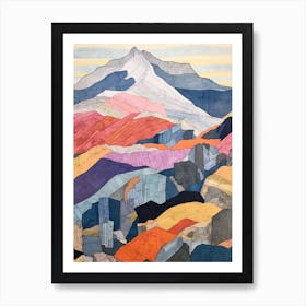 Mount Mansfield 1 Colourful Mountain Illustration Art Print