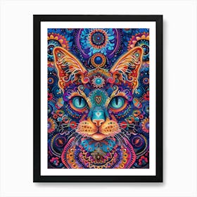 Psychedelic Cat 11 Art Print