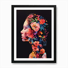 Floral Portrait Of A Woman Art Print