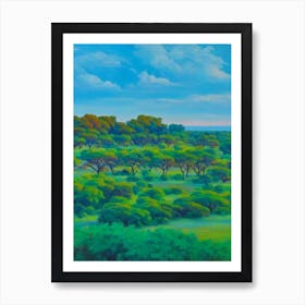 Yala National Park Sri Lanka Blue Oil Painting 1  Art Print