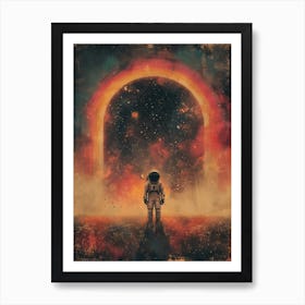 Space Odyssey: Retro Poster featuring Asteroids, Rockets, and Astronauts: Space Art Art Print