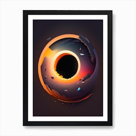 Black Hole Kawaii Kids Space Art Print