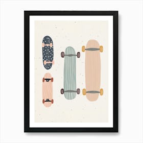 Skateboards, Nursery Wall Art for Kids Art Print