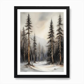 Winter Pine Forest Christmas Painting (29) Art Print
