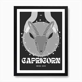 Black Zodiac Capricorn Art Print