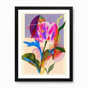 Tulip 3 Neon Flower Collage Art Print