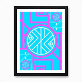 Geometric Glyph in White and Bubblegum Pink and Candy Blue n.0093 Art Print