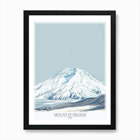 Mount St Helens Usa Color Line Drawing 8 Poster Art Print