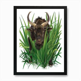 Illustration Of A Goat In The Grass Art Print