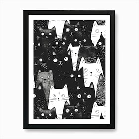 Perfectly Repeatable Artwork With Cute Cat Faces 11 Art Print