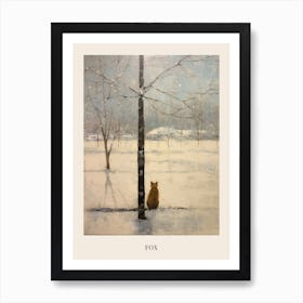 Vintage Winter Animal Painting Poster Fox 4 Art Print