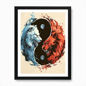 Badass Lion And Wolf 7 Art Print