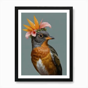 Bird With Flower Crown 7 Art Print