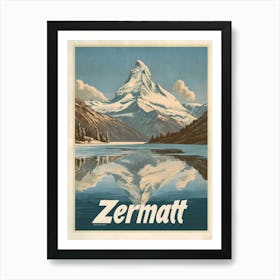 Aihrgdesign A Mid Century Modern Travel Poster For Zermatt 5 Art Print