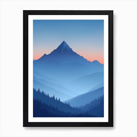 Misty Mountains Vertical Composition In Blue Tone 43 Art Print