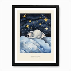 Baby Elephant 5 Sleeping In The Clouds Nursery Poster Art Print