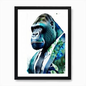 Gorilla In Tuxedo Gorillas Mosaic Watercolour 1 Art Print