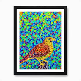 Falcon Yayoi Kusama Style Illustration Bird Art Print