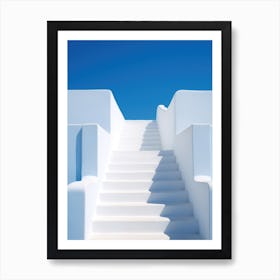 White Stairs Leading To A Blue Sky Art Print