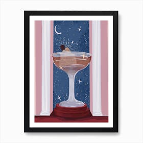 Romantic Pink Champagne Illustration Art Print