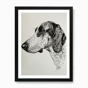 English Foxhound Dog Line Sketch 2 Art Print