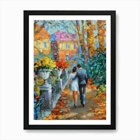 Couple Walking In The Park Art Print