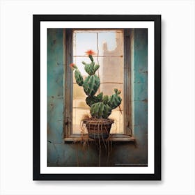 Rat Tail Cactus On A Window  2 Art Print