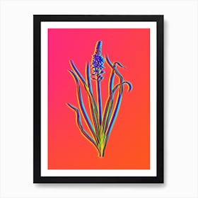 Neon Wild Asparagus Botanical in Hot Pink and Electric Blue Art Print
