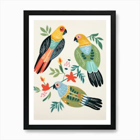 Folk Style Bird Painting Parrot 2 Art Print