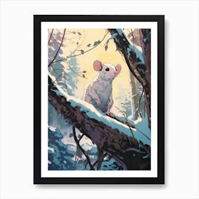 Winter Opossum 1 Illustration Art Print