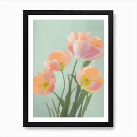 Bunch Of Tulips Flowers Acrylic Painting In Pastel Colours 11 Art Print