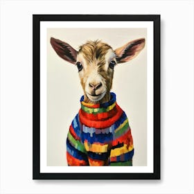 Baby Animal Wearing Sweater Goat 1 Art Print