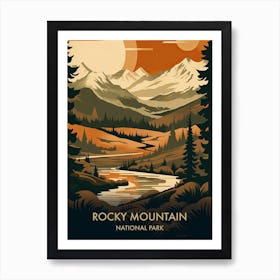 Rocky Mountain National Park Travel Poster Mid Century Style 1 Art Print