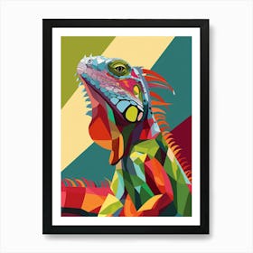 Brown Cuban Iguana Abstract Modern Illustration 5 Art Print