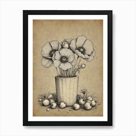 Poppies In A Pot Art Print