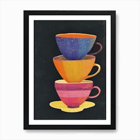 Tea Cups Watercolour Illustration 2 Art Print