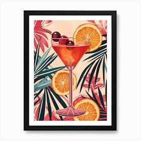 Art Deco Tropical Background Cocktail 2 Art Print