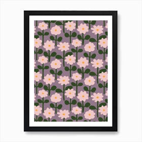 Pink Paper Flower Pattern Art Print