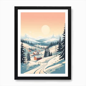 Vintage Winter Travel Illustration Kiruna Sweden 2 Art Print