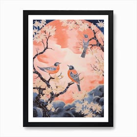 Vintage Japanese Inspired Bird Print European Robin 1 Art Print