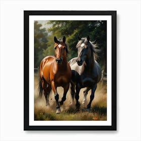 Two Horses Running 14 Art Print